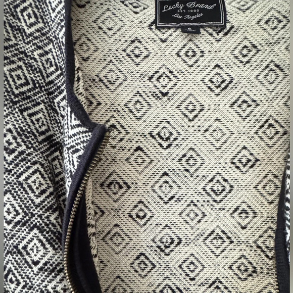 LUCKY BRAND Black Cream Zip Up Jacket S - Picture 8 of 8